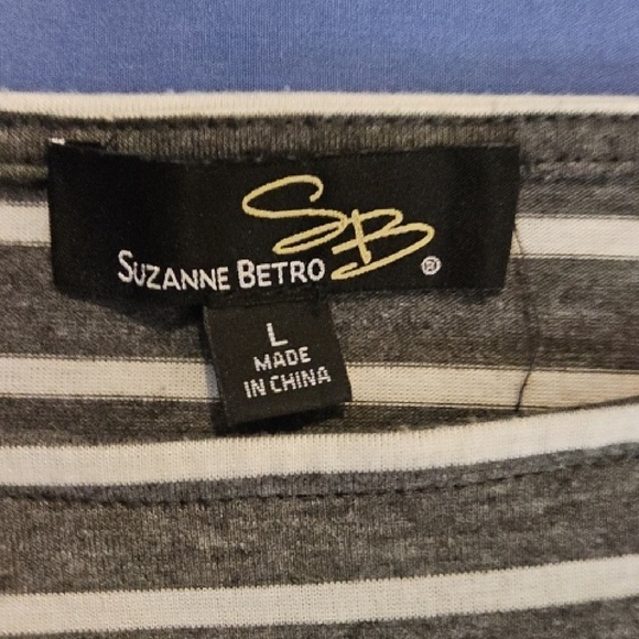 Suzanne Betro White and Gray Ruffled Tiered Mini Dress(B4) - Picture 2 of 6